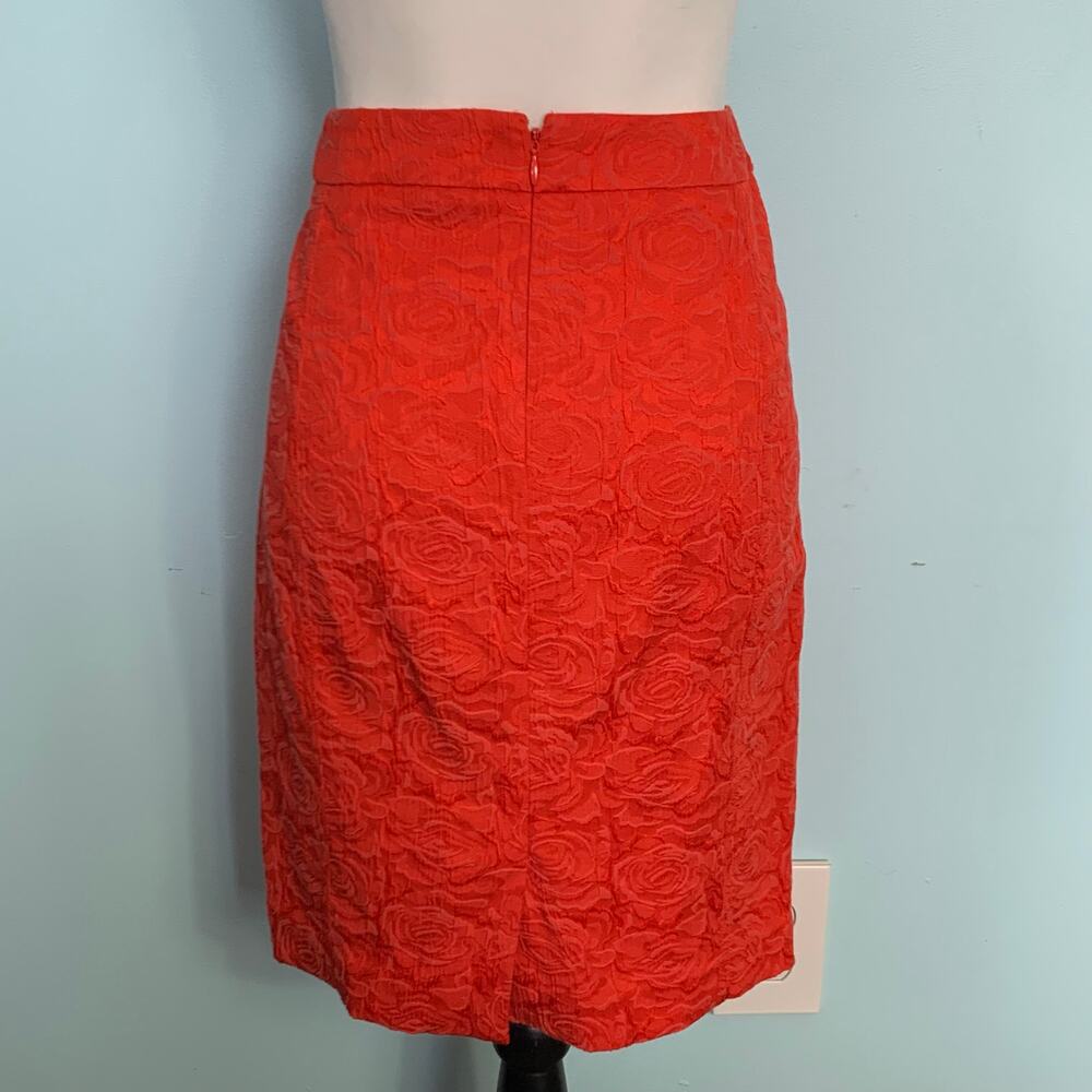 Anthropologie Coral-Orange Textured Pencil Skirt - Picture 4 of 9